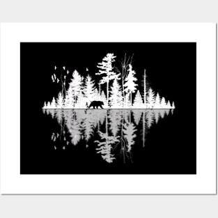Forest Silhouette Bear Posters and Art